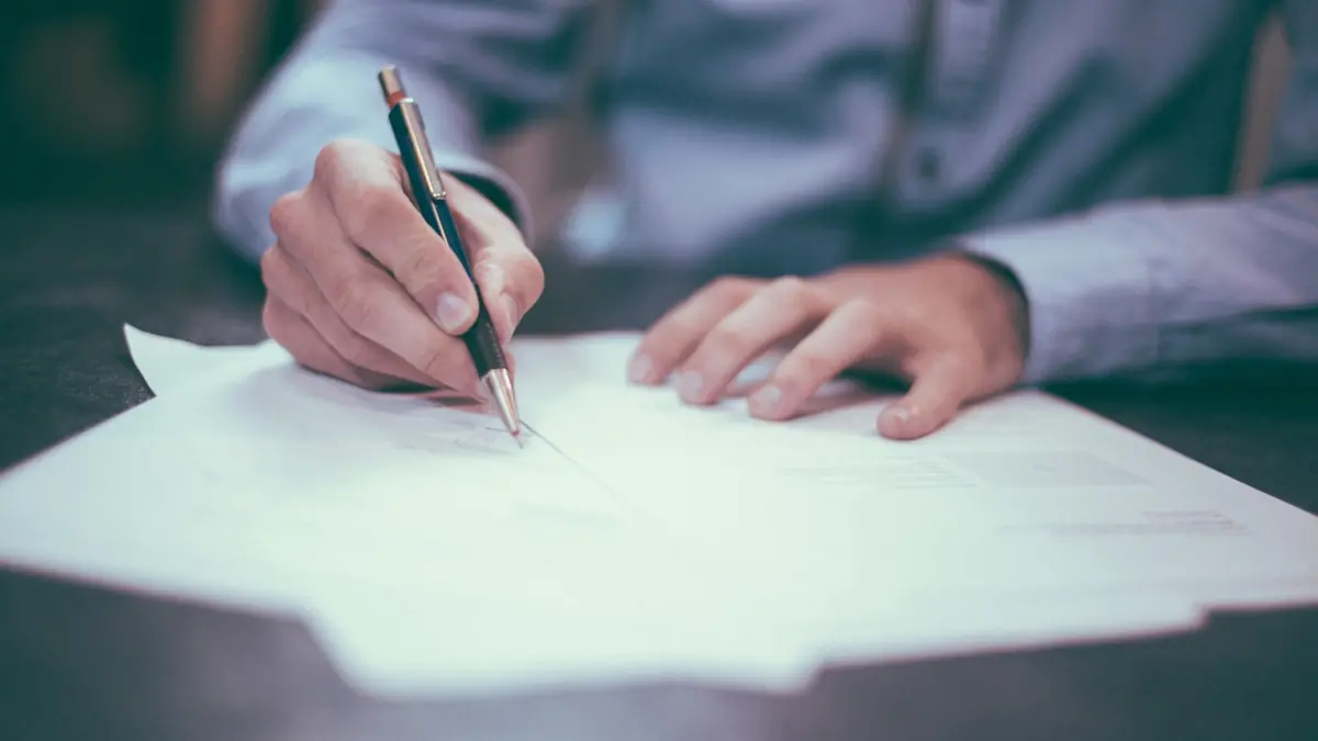 Organised documents on a desk